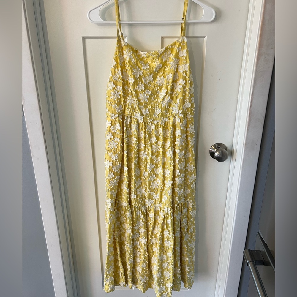 Yellow and White Anthropologie Strap Dress